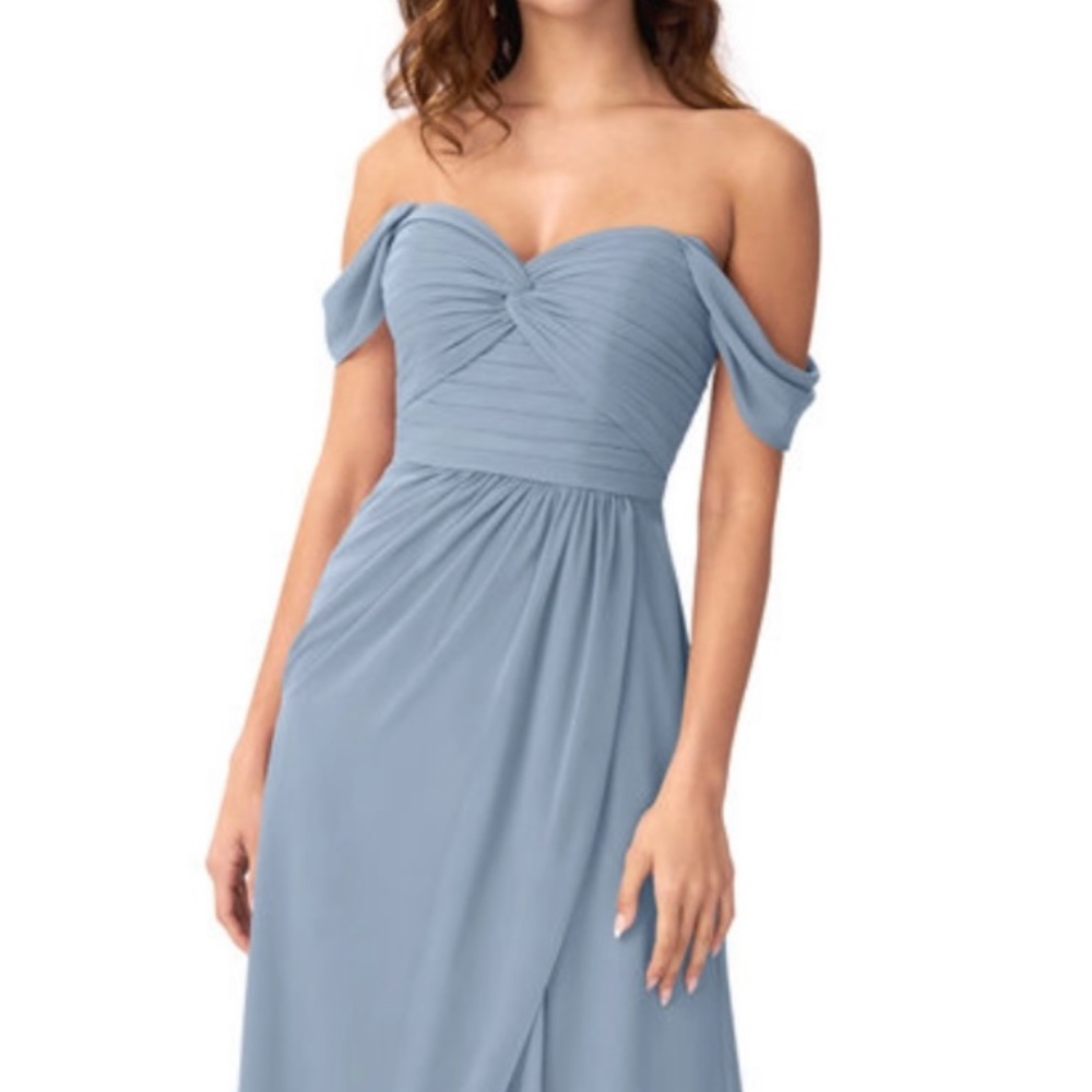 Azazie millie dusty blue dress